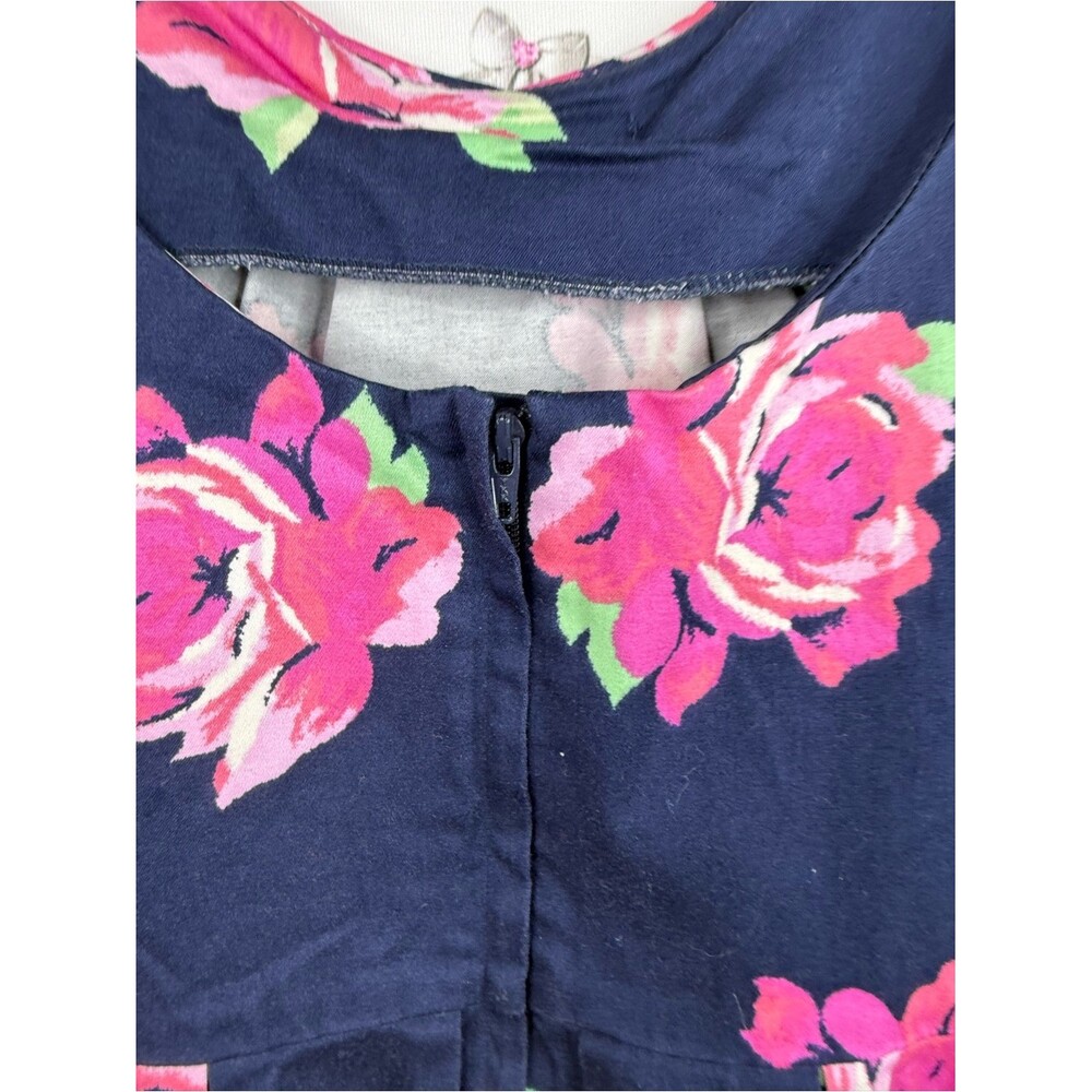Motherhood Maternity dress Navy Floral Midi Dress with Pink Roses - Picture 7 of 12